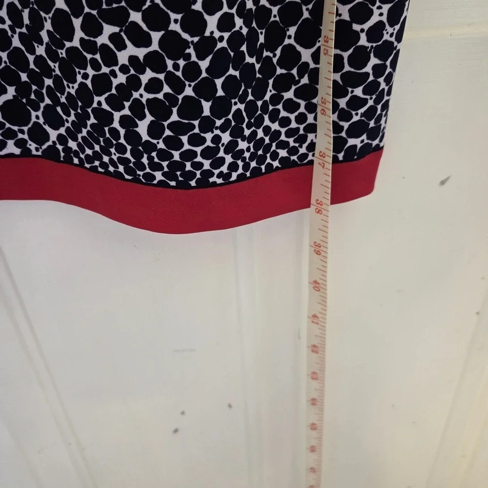 Michael Kors‎ Zebra Print Shift Dress Black White Red 3/4 Sleeve Large L